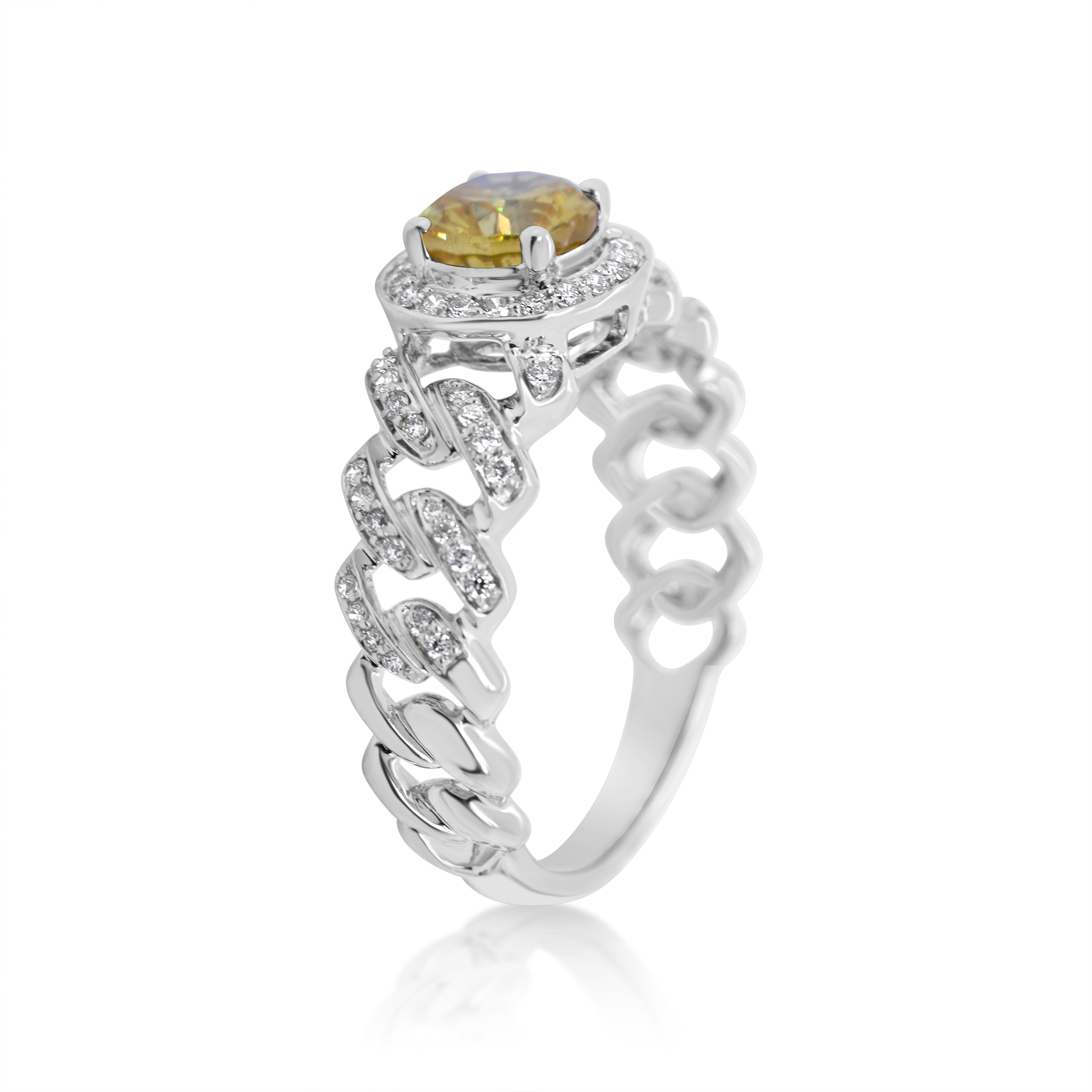 Diamond Ring 0.26 ct. 14K White Gold Round Yellow Center Stone